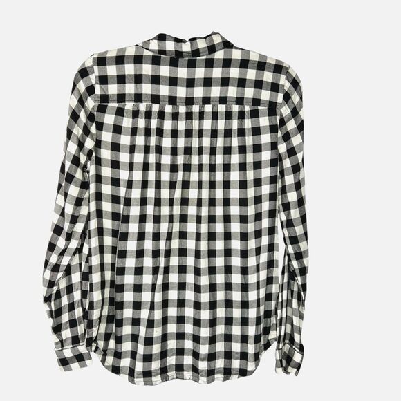 Madewell Buffalo Check Plaid Wrap Front Shirt Size Small Black White - Picture 3 of 13